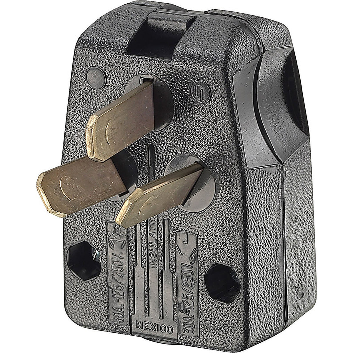 Leviton 00287-00E Commercial Thermoplastic Angle Ground/Straight Blade Plug 10-30P/10-50P 14-6 AWG 3 Pole 3 Wire