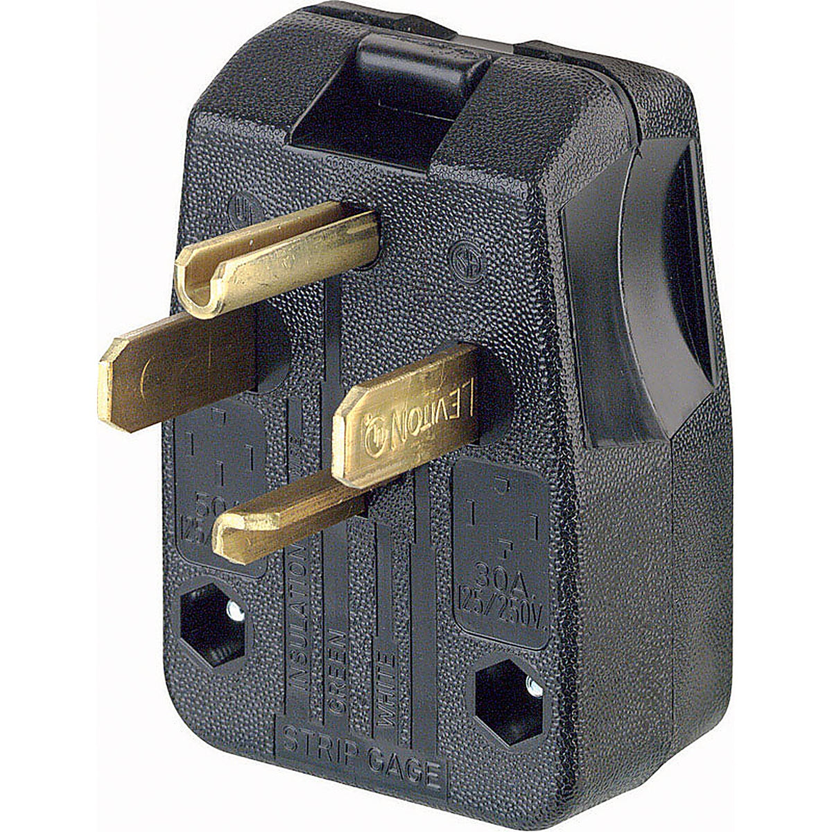 Leviton 00275-00E Commercial Thermoplastic Straight Blade Plug 14-30P/14-50P 14-6 AWG 3 Pole 4 Wire Boxed