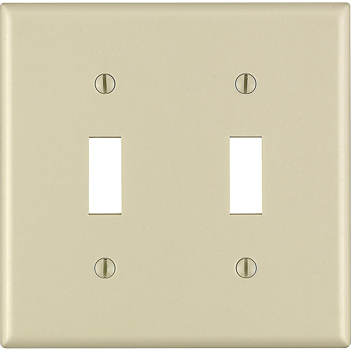 Leviton 86009-000 Ivory 2 gang Thermoset Plastic Toggle Wall Plate 1/Pack