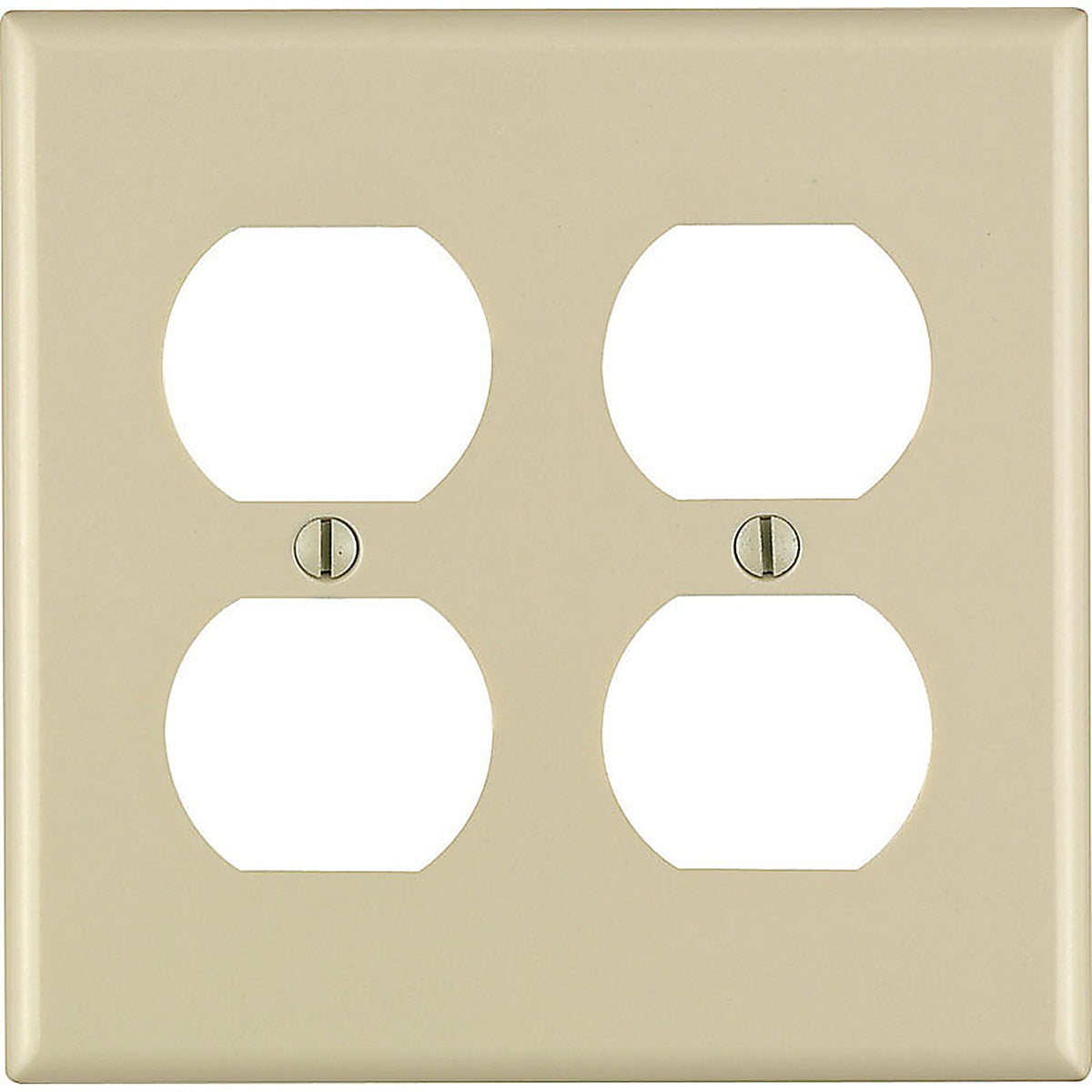 Leviton 86016-000 Ivory 2 gang Thermoset Plastic Duplex Outlet Wall Plate 1/Pack
