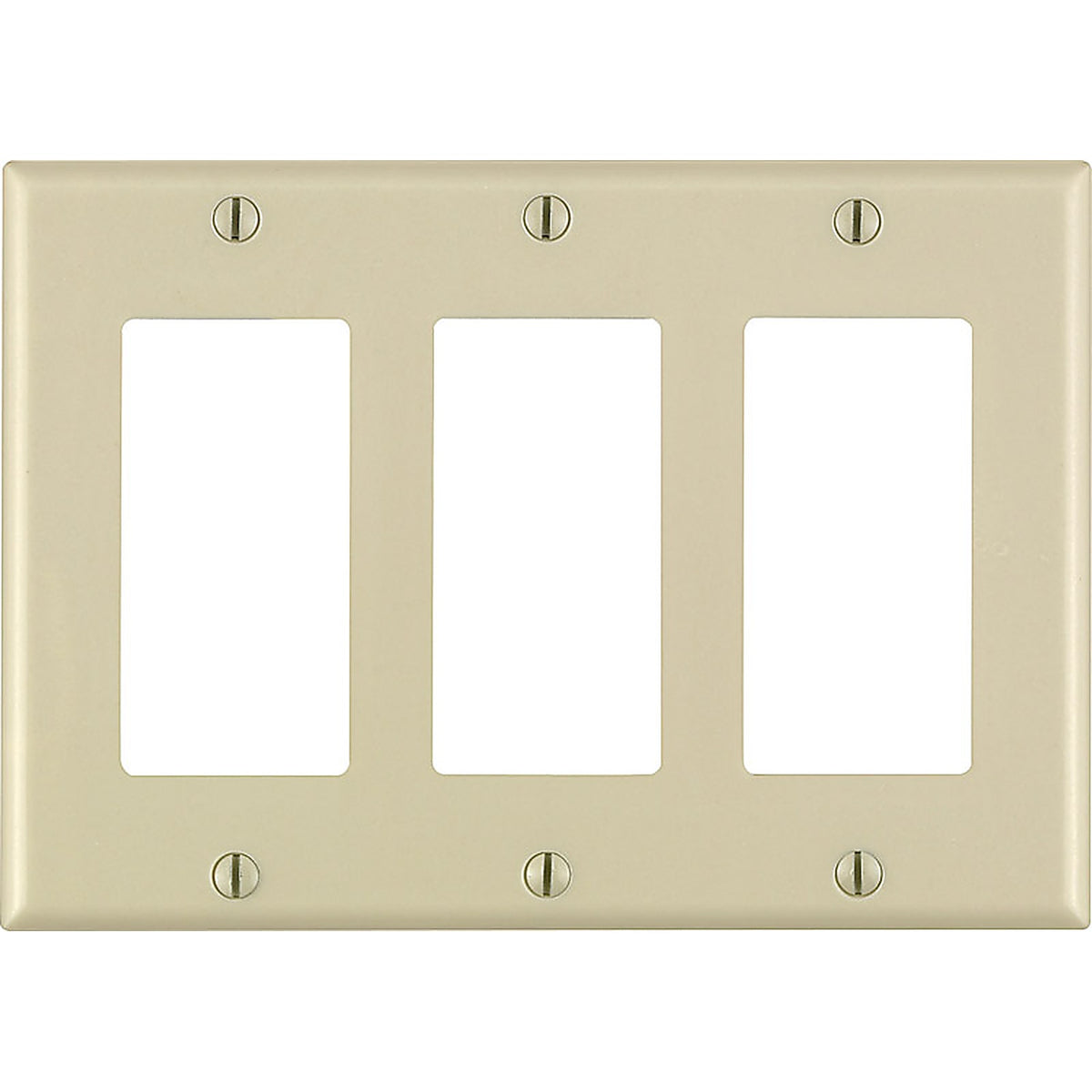 Leviton 80411-00I Ivory 3 gang Thermoset Plastic GFCI/Rocker Wall Plate 1/Pack