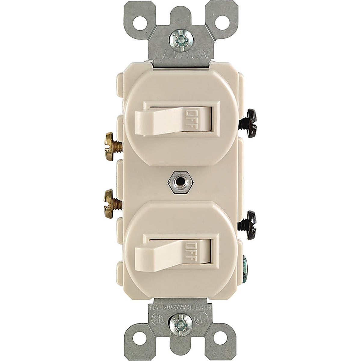 Cooper 05224-2TS Leviton 15 amps Single Pole Toggle Switch Light Almond 1/Pack