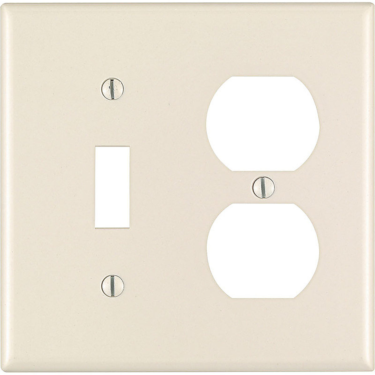 Leviton 78005-000 Almond 2 gang Plastic Receptacle Wall Plate 1/Pack
