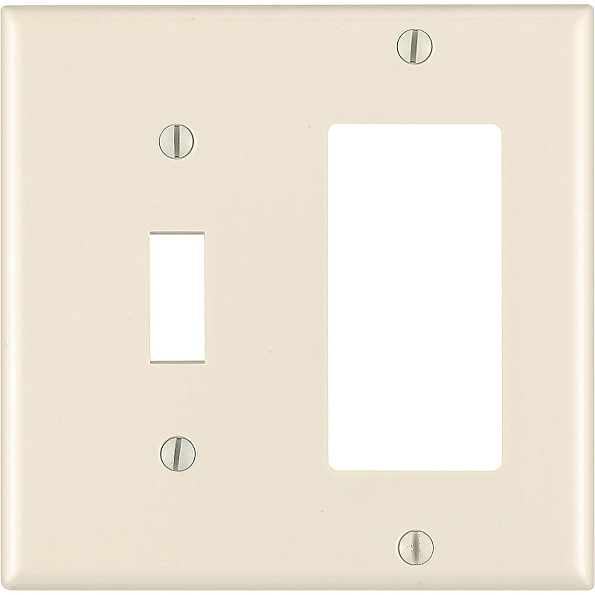 Leviton 80405-00T Decora Almond 2 gang Thermoset Plastic GFCI/Rocker/Toggle Wall Plate 1/Pack