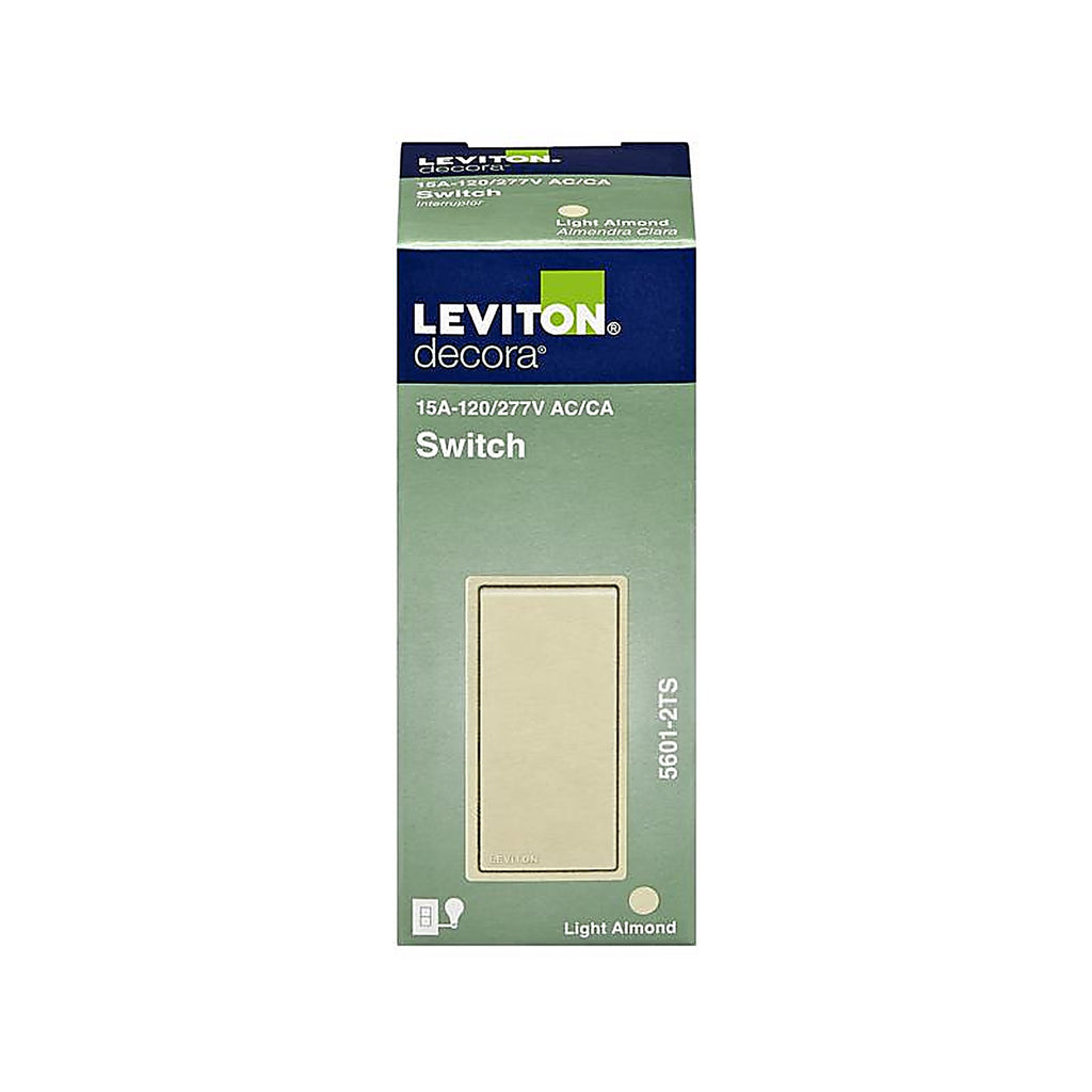 Leviton 05601-2TS Decora 15 amps Single Pole Rocker AC Quiet Switch Light Almond 1/Pack