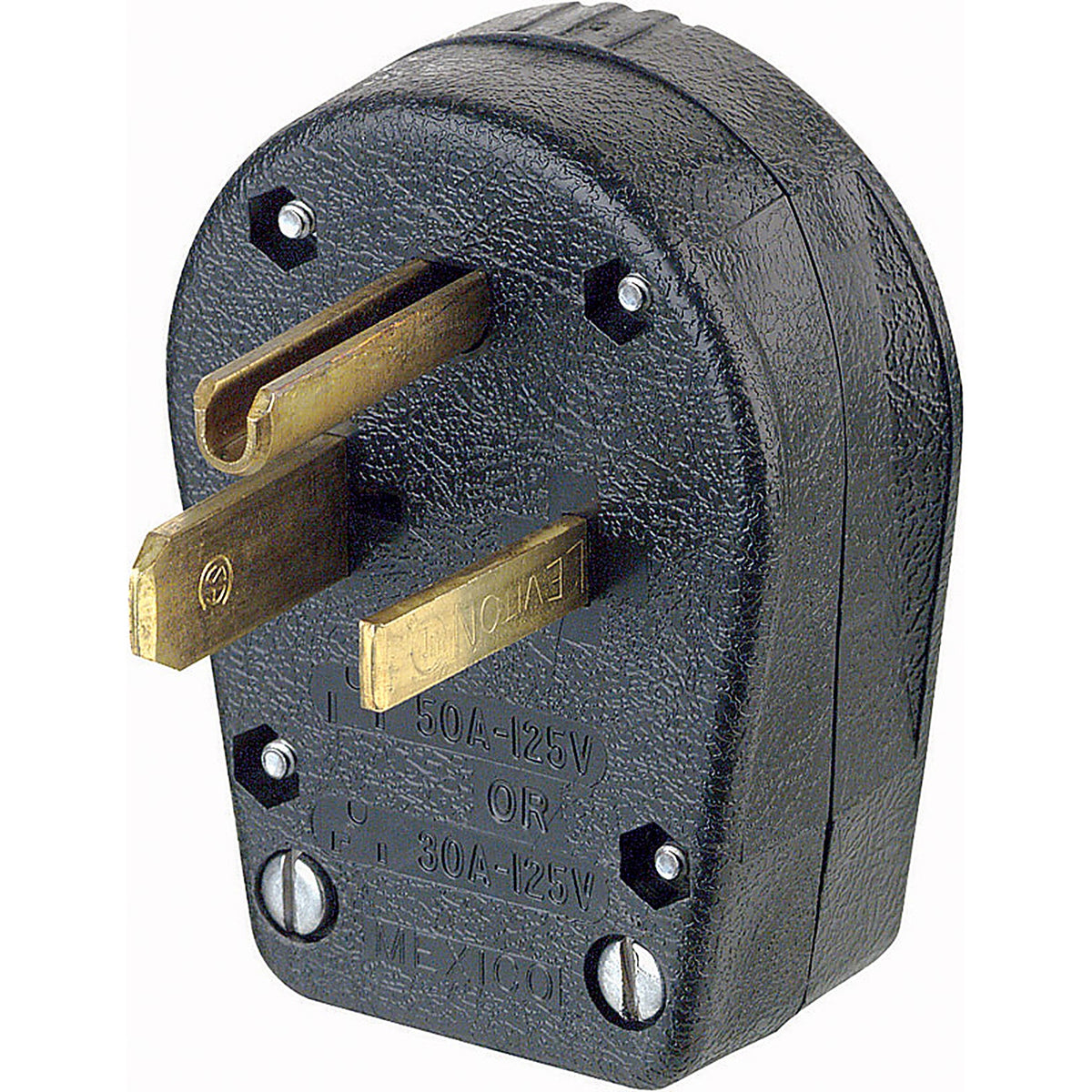 Leviton 00930-00E Commercial Thermoplastic Ground/Straight Blade Plug 5-30P/5-50P 14-6 AWG 2 Pole 3 Wire