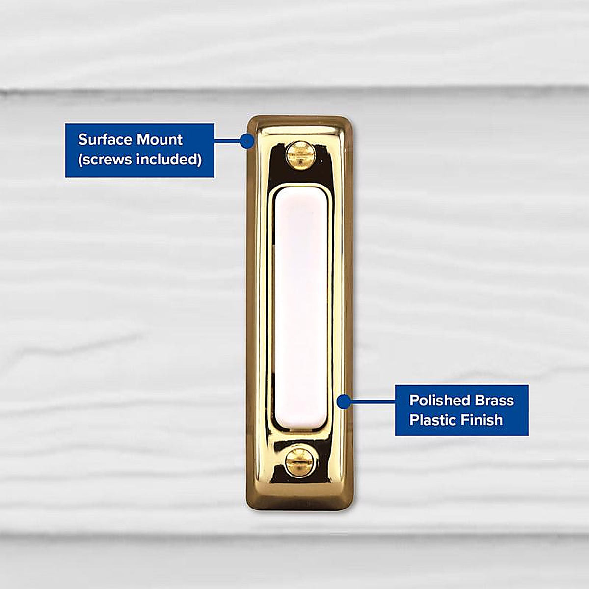 Heath-Zenith SL-711-02 Polished Brass Plastic Wired Pushbutton Doorbell