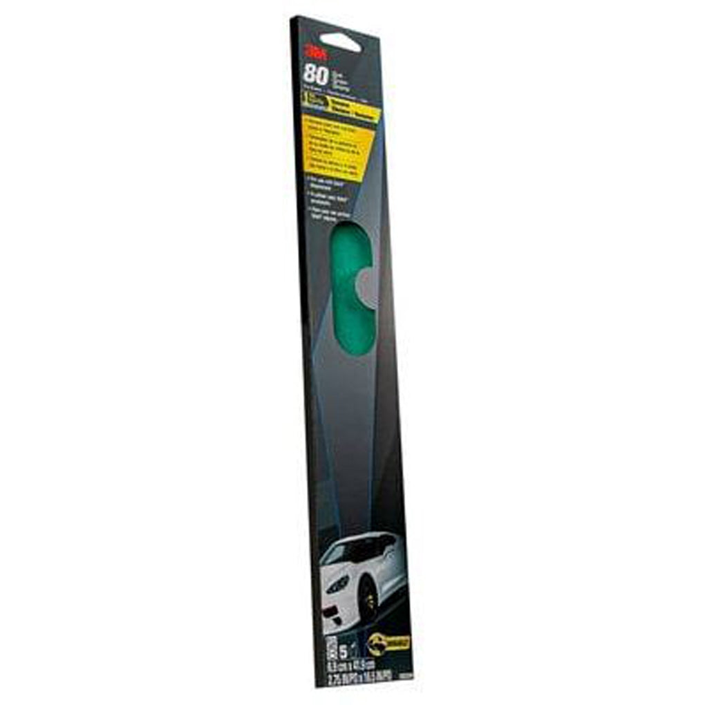 3M 32230 Stikit Green Corps File Sheet, 80 grade, 2 3/4 inches x 16 1/2 inches