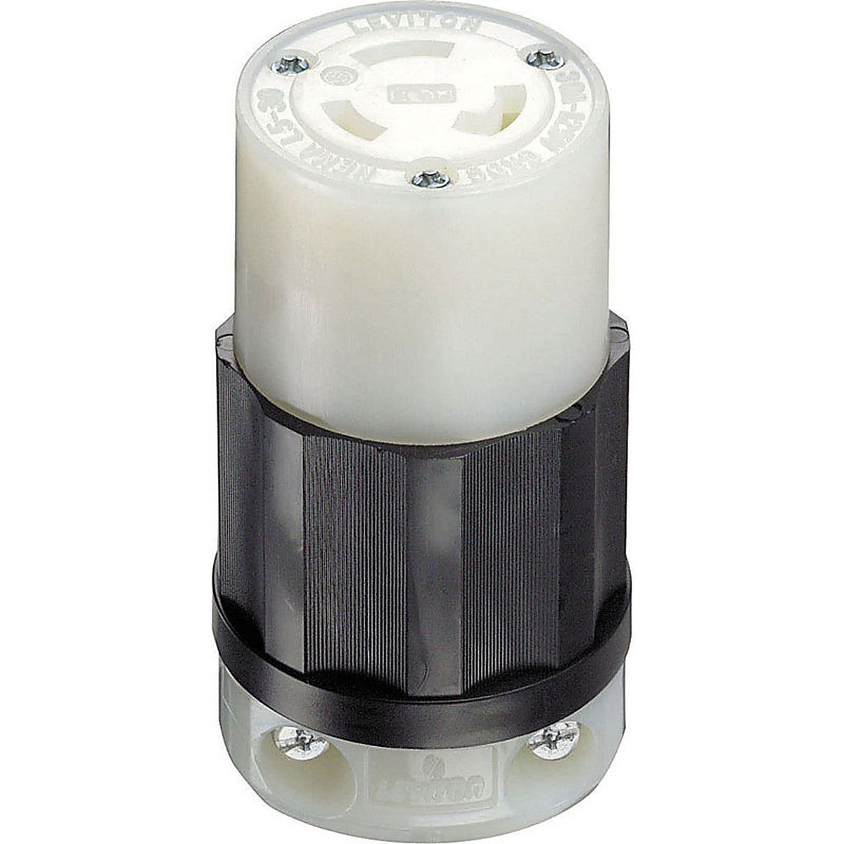 Leviton 02613-0PB Industrial Nylon Curved Blade/Ground Locking Connector L5-30R 16-8 AWG 2 Pole 3 Wire Bagged
