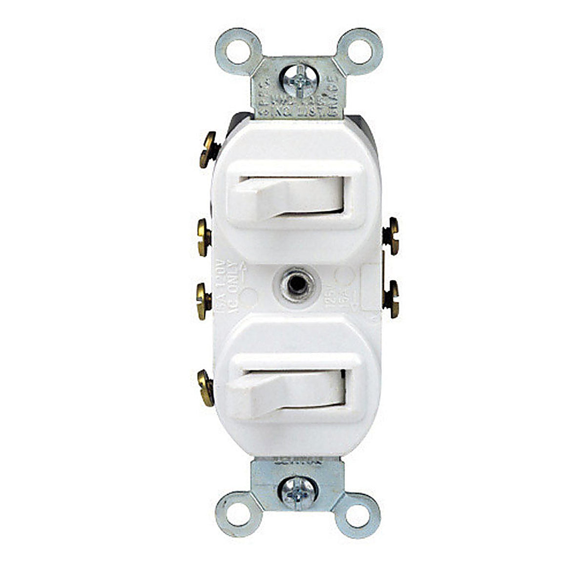Leviton 05243-0WS 15 amps Three Pole Toggle Duplex Combination Switch White 1/Pack
