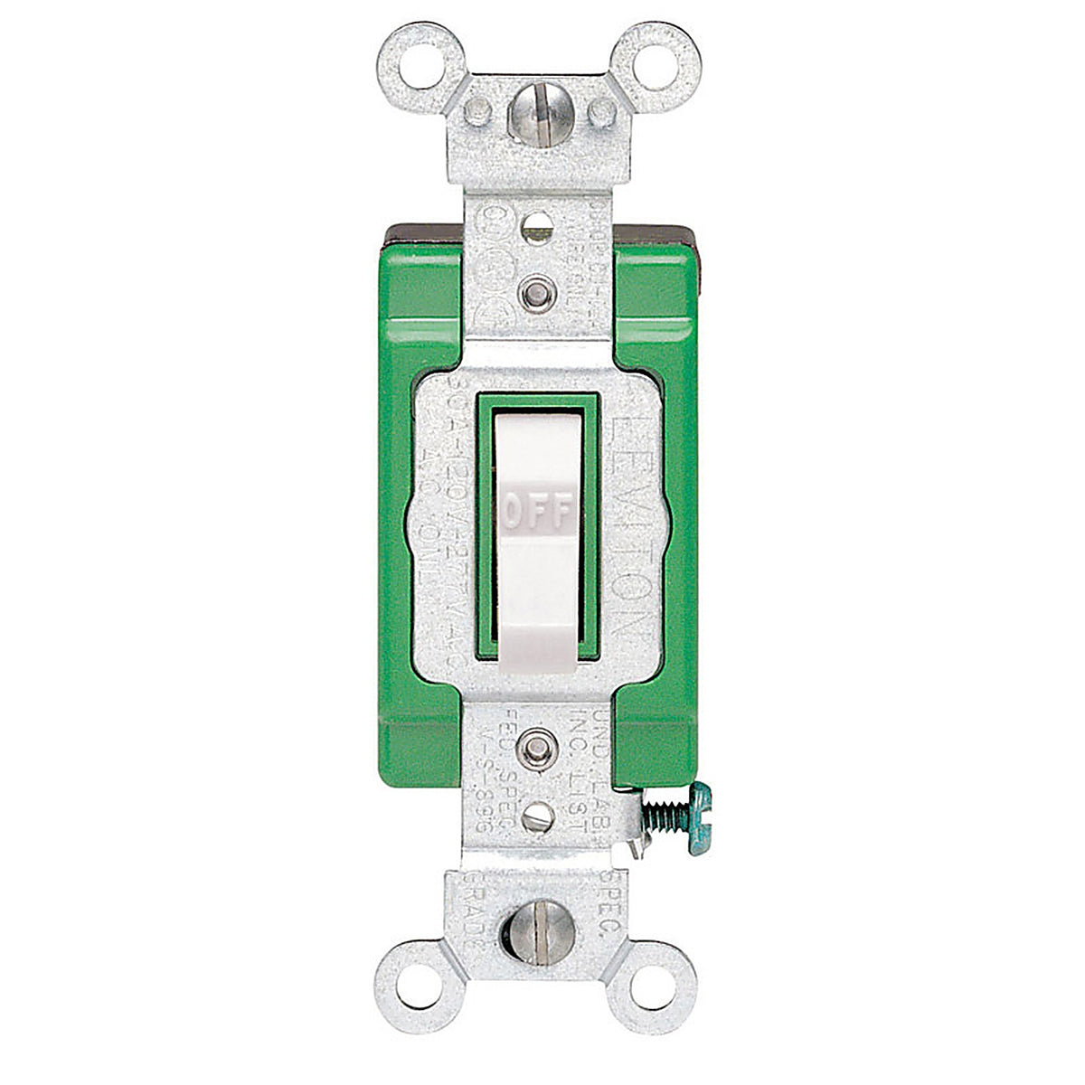 Leviton 03032-2WS Industrial 30 amps Double Pole Toggle AC Quiet Switch White 1/Pack