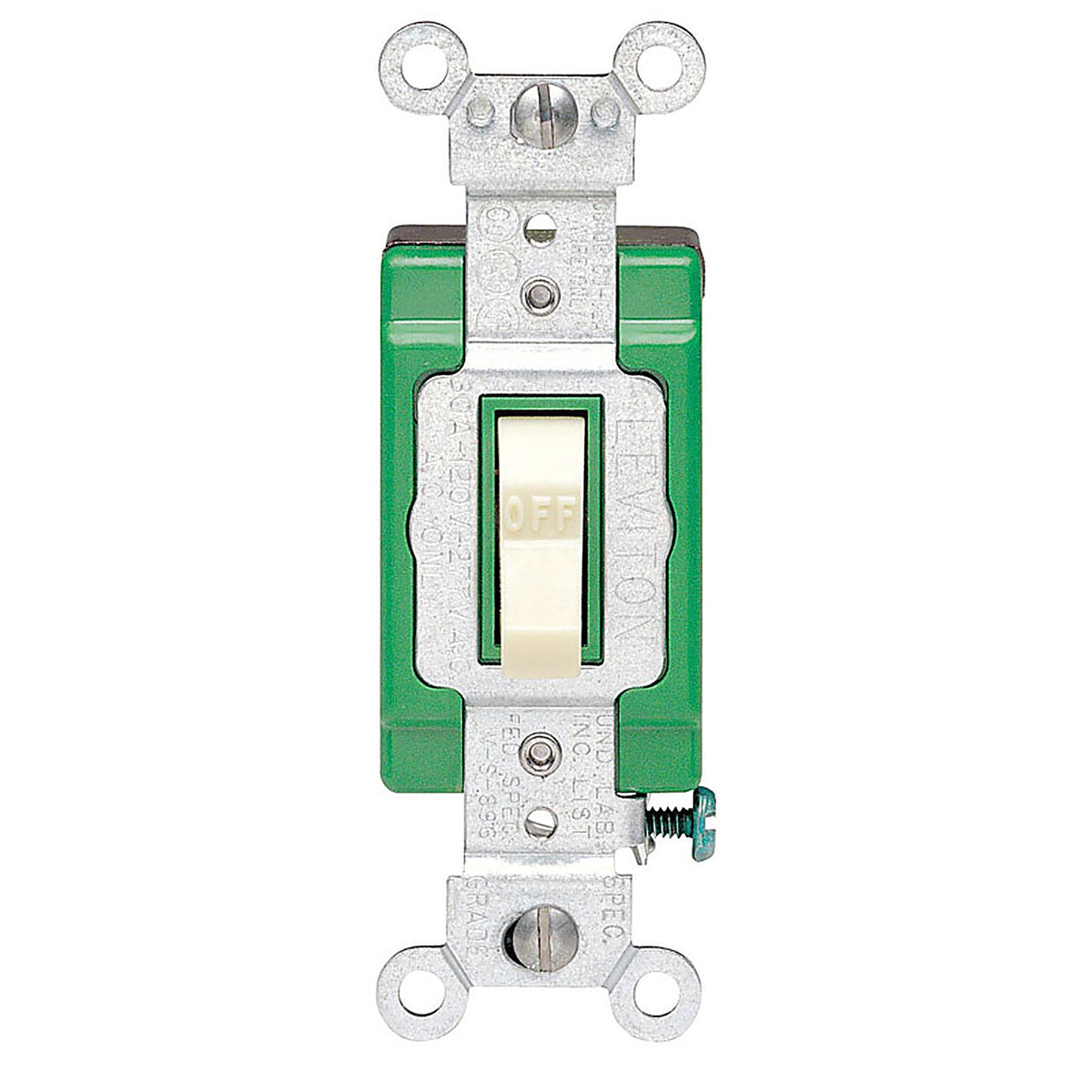 Leviton 03032-2IS Industrial 30 amps Double Pole Toggle AC Quiet Switch Ivory 1/Pack