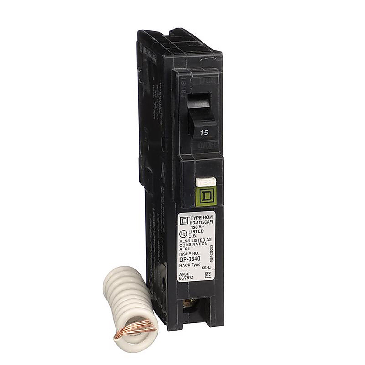 Square D HOM115CAFIC HomeLine 15 amps Arc Fault/Plug In Single Pole Circuit Breaker