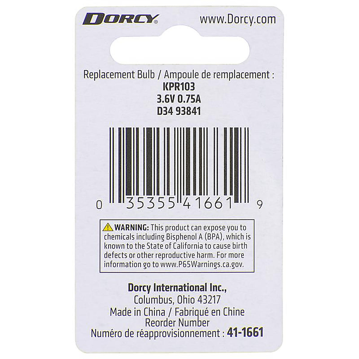 Dorcy 41-1661 3D Krypton Flashlight Bulb 3.6 volt Bayonet Base