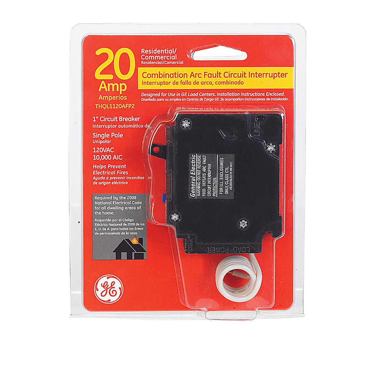GE THQL1120AFP2 Q-Line 20 amps Arc Fault Single Pole Circuit Breaker