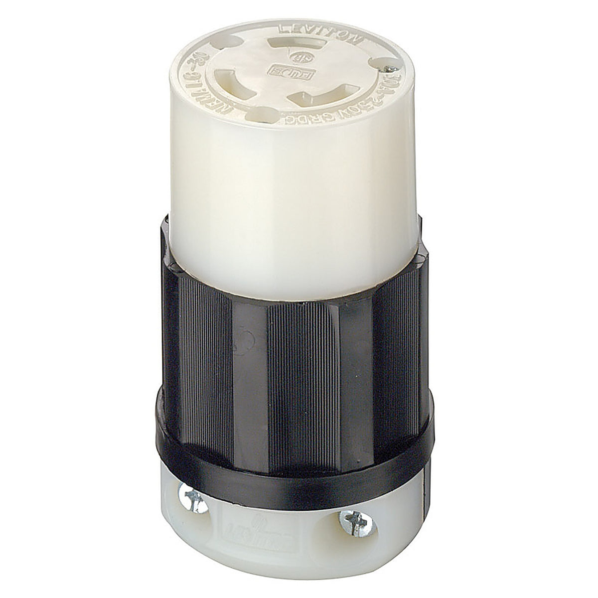 Leviton C2623-0PB Industrial Nylon Ground/Curved Blade Locking Connector L6-30R 16-8 AWG 2 Pole 3 Wire Bagged