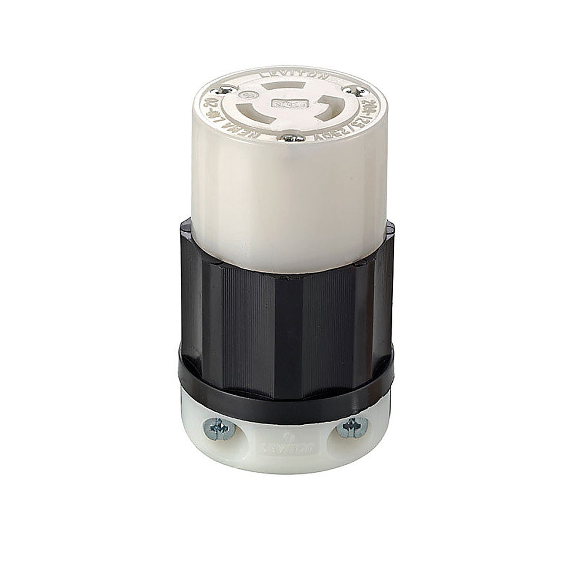 Leviton 02363-0PB Industrial Nylon Non-Grounding Locking Connector L10-20R 16-10 AWG 3 Pole 3 Wire Bagged