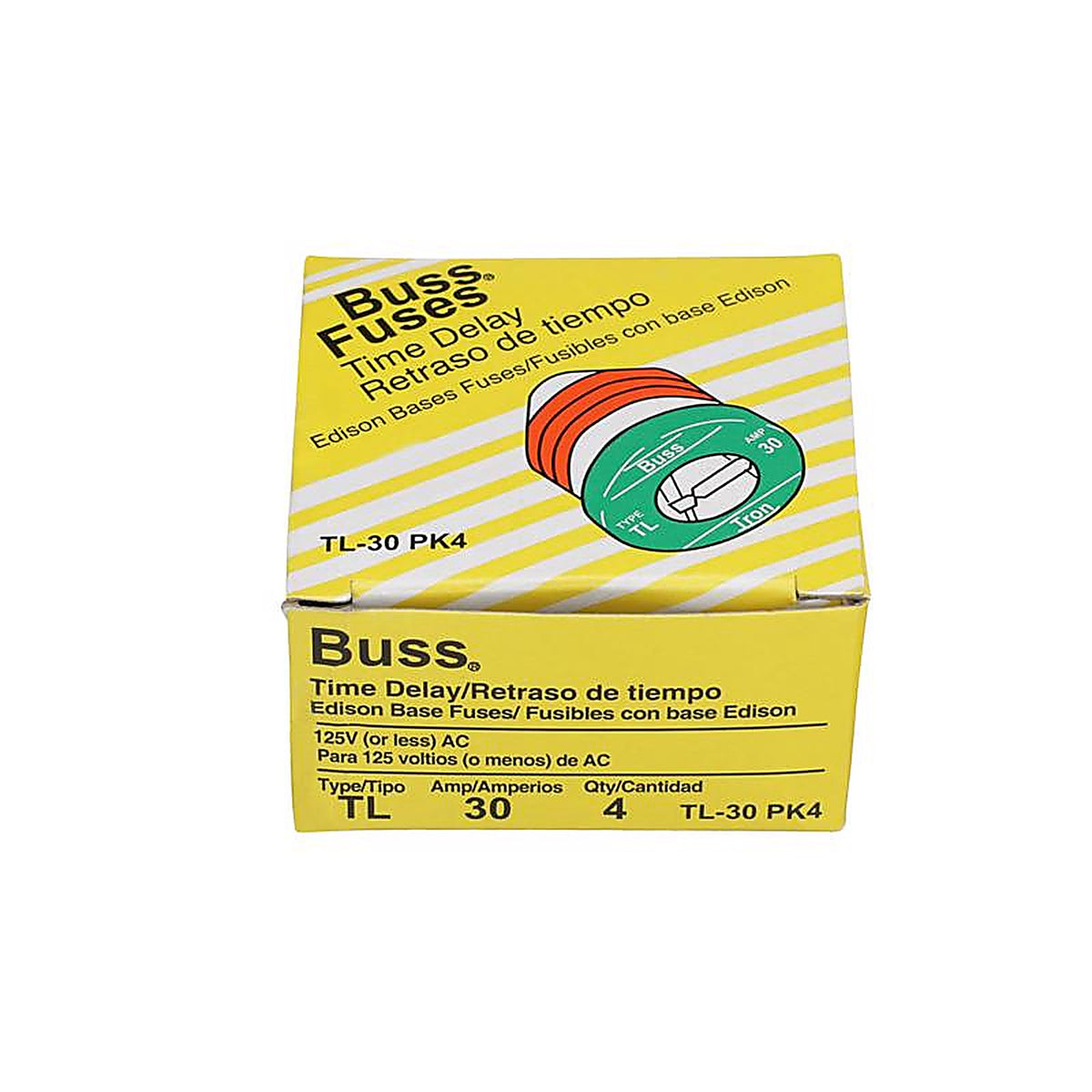 Bussmann TL-30PK4 30 amps Time Delay Plug Fuse 4/Pack