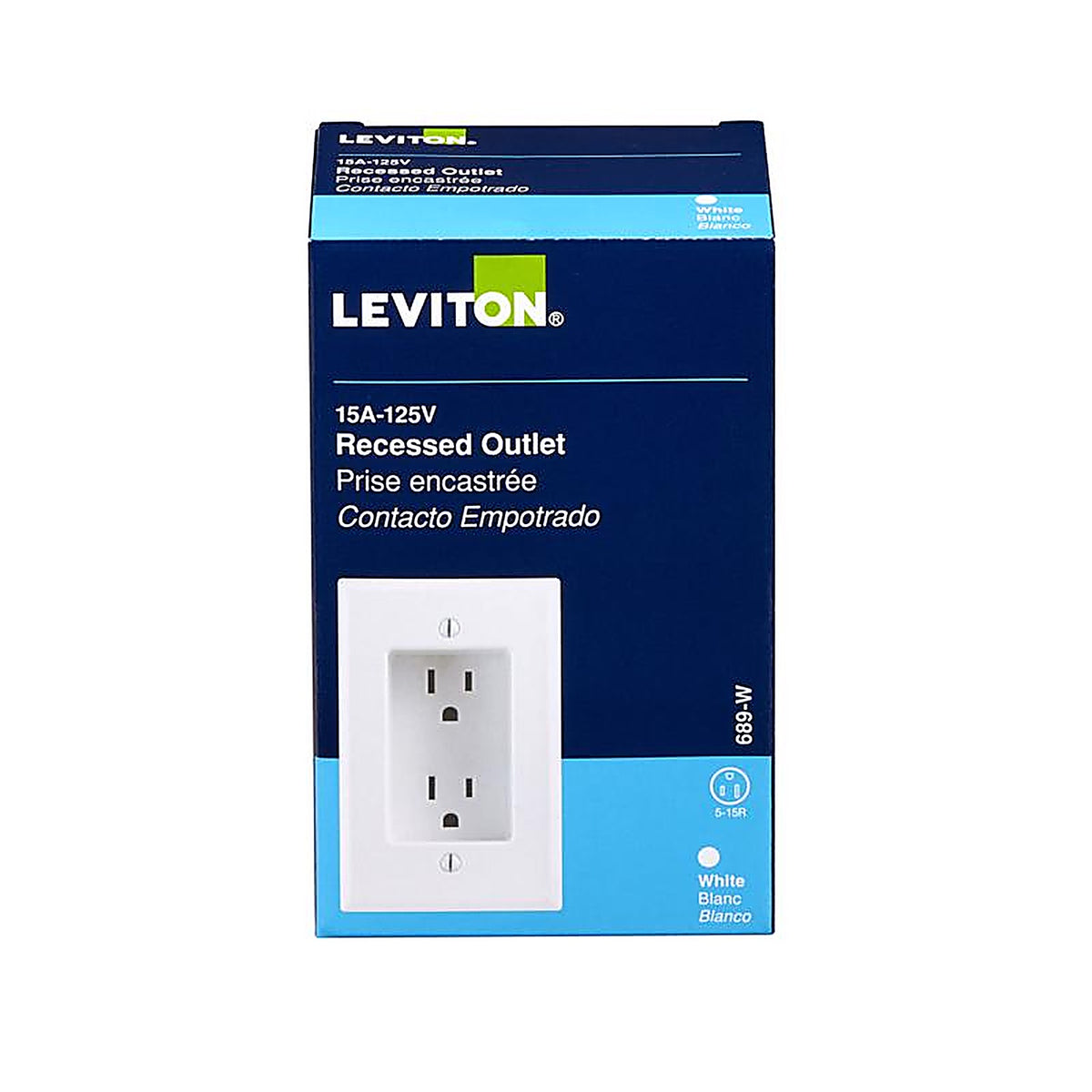 Leviton 00689-00W 15 amps 125 volt Duplex White Outlet 5-15R 1/Pack