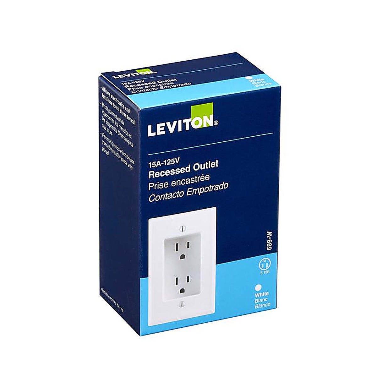 Leviton 00689-00W 15 amps 125 volt Duplex White Outlet 5-15R 1/Pack