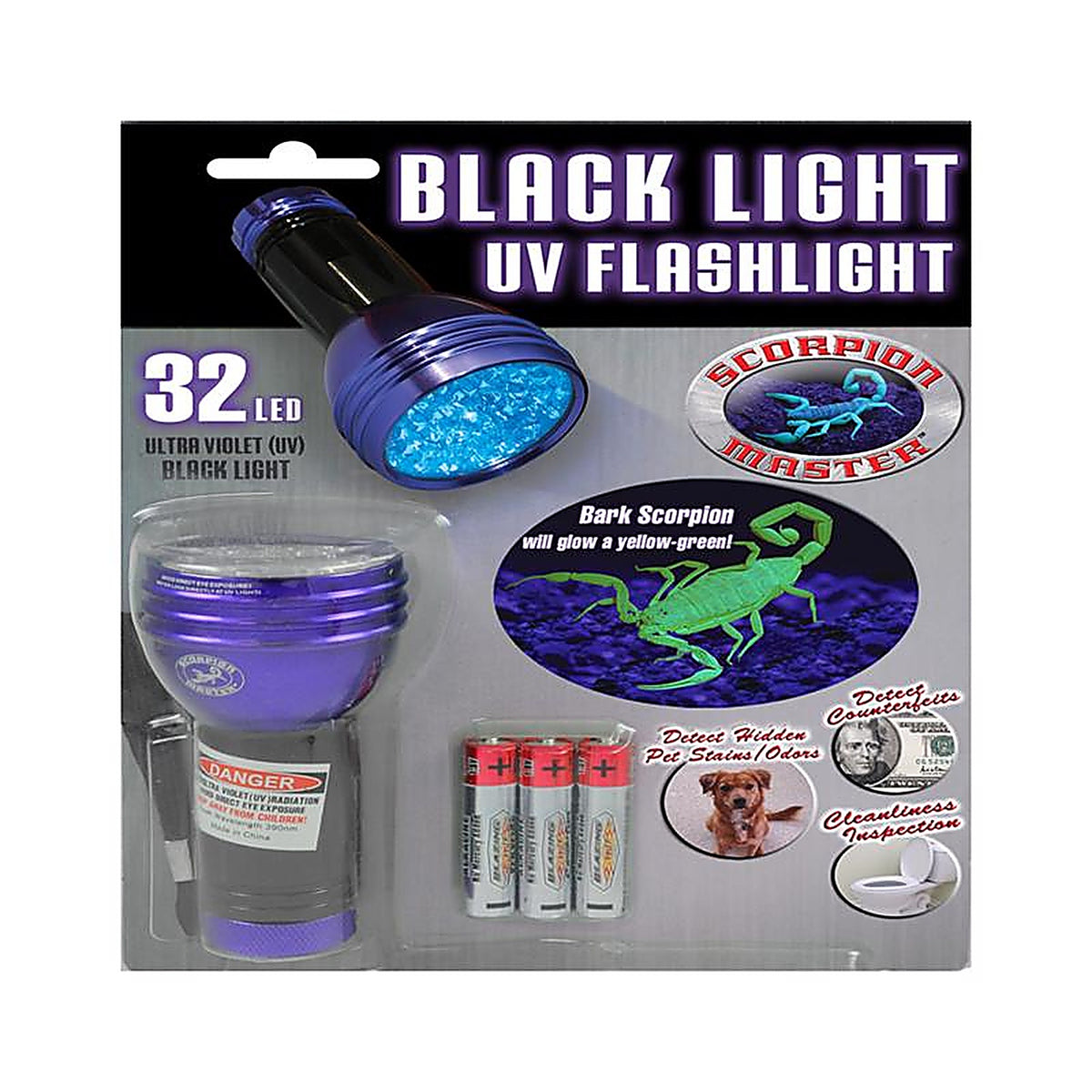 Scorpion Master 302480 32 LED Black/Purple LED UV Flashlight AAA Battery