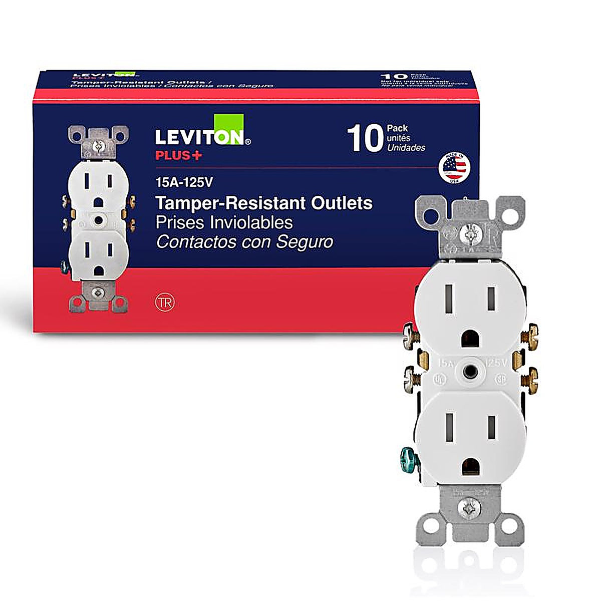 Leviton T5320-WMP 15 amps 125 volt Duplex White Outlet 5-15R 10/Pack