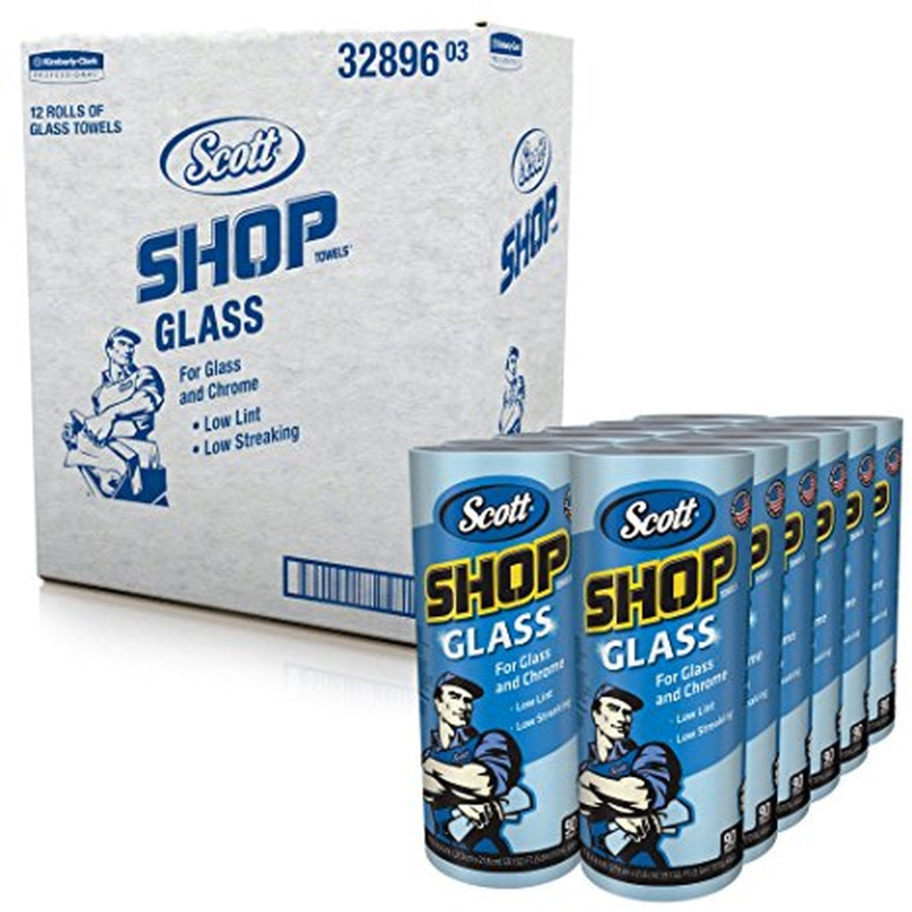 32896 Kimberly-Clark Scott Glass Towels Roll Blue 12/90 12/Case