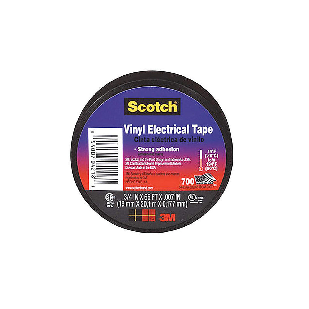 3M 4218-BA-40 Scotch 3/4 in. W x 66 ft. L Black Vinyl Electrical Tape