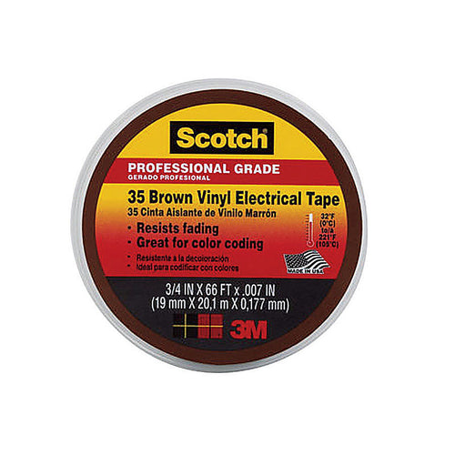 3M 10885-BA-5 Scotch 3/4 in. W x 66 ft. L Brown Vinyl Electrical Tape