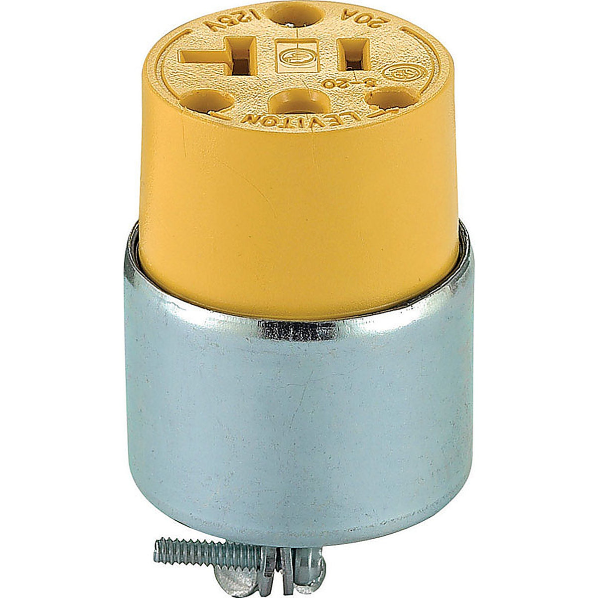 Leviton 520CA-000 Commercial Armored Ground/Straight Blade Connector 5-20R 2 Pole 3 Wire