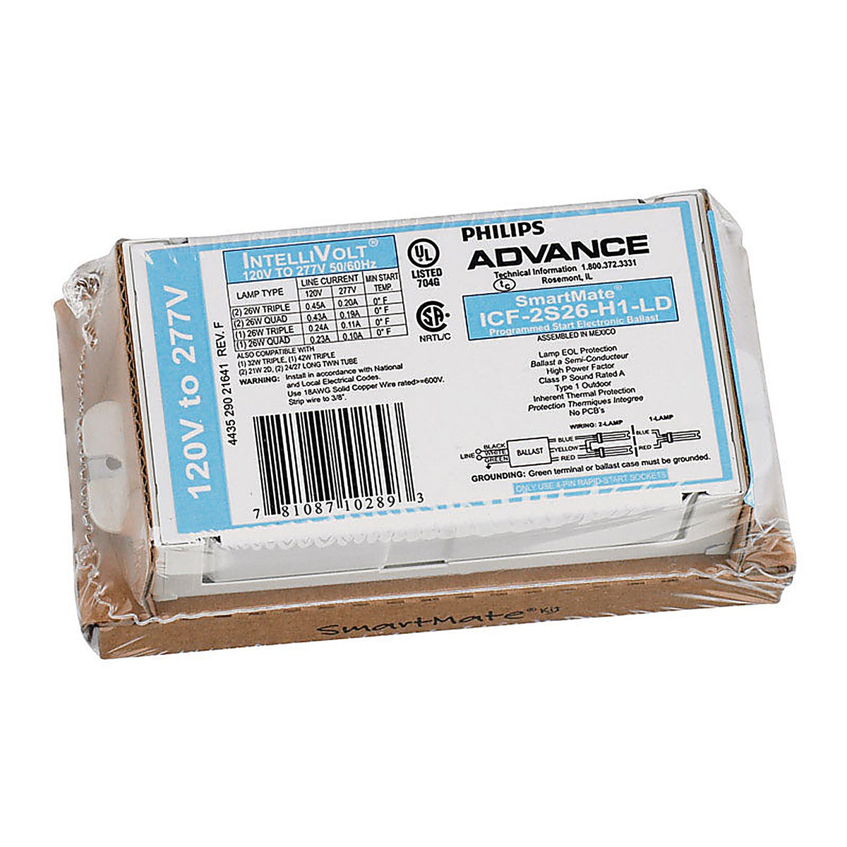 Advance Transformer ICF2S26H1LDK Philips Advance 26 watt 120 volt 2 lights CFL Ballast