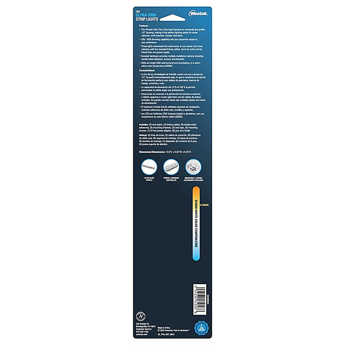 Amerelle USL30HBCC 12 in. L White Plug-In LED Strip Light