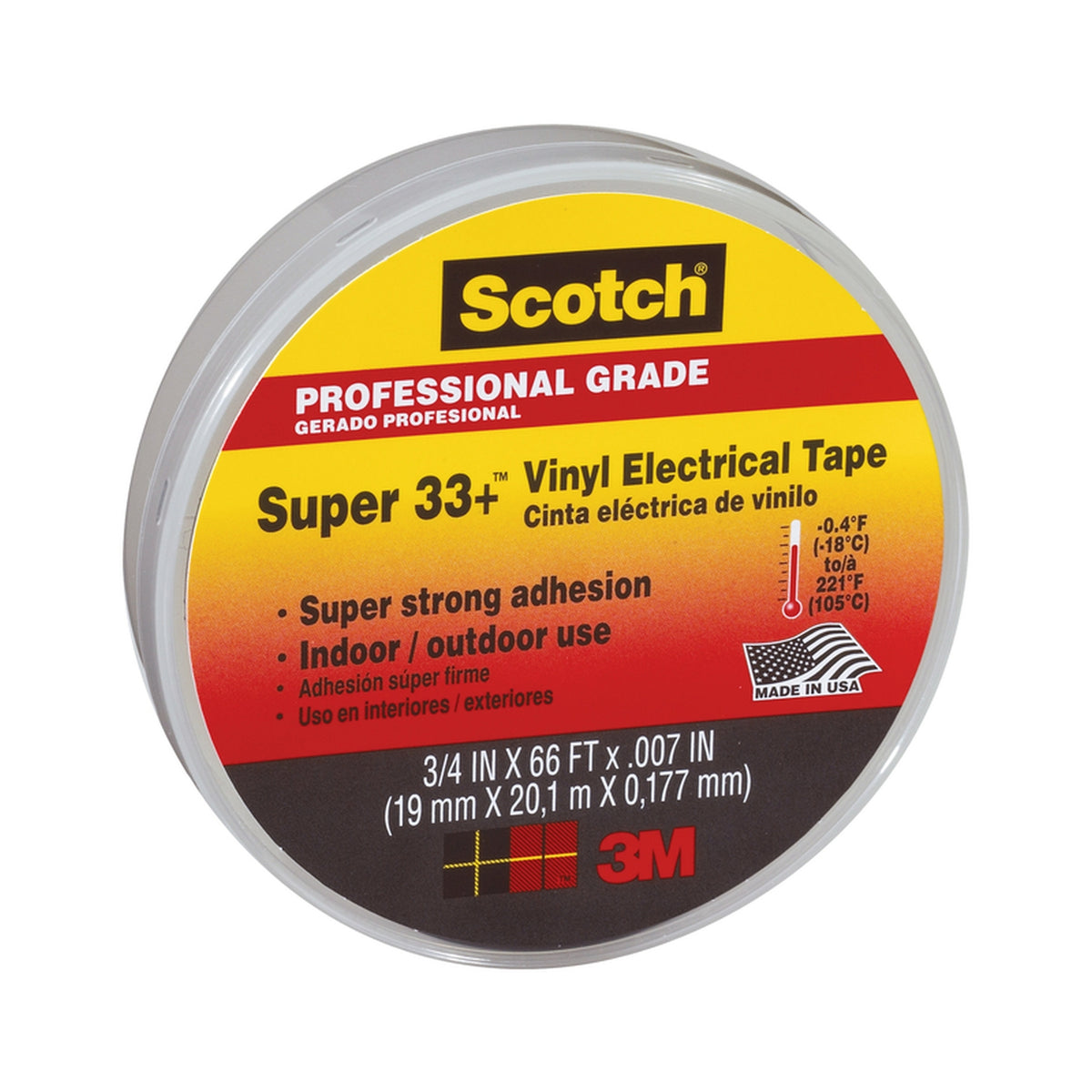 3M 6132-BA-100 Scotch Super 33+ 3/4 in. W x 66 ft. L Black Vinyl Electrical Tape