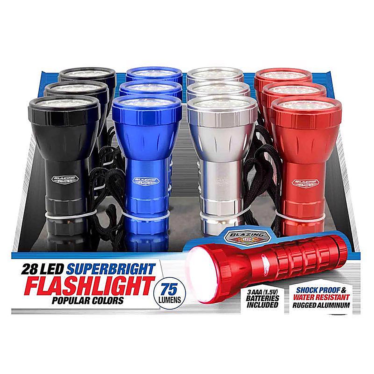 Blazing LEDz 302499 28 LED 160 lumens Assorted LED Flashlight AAA Battery