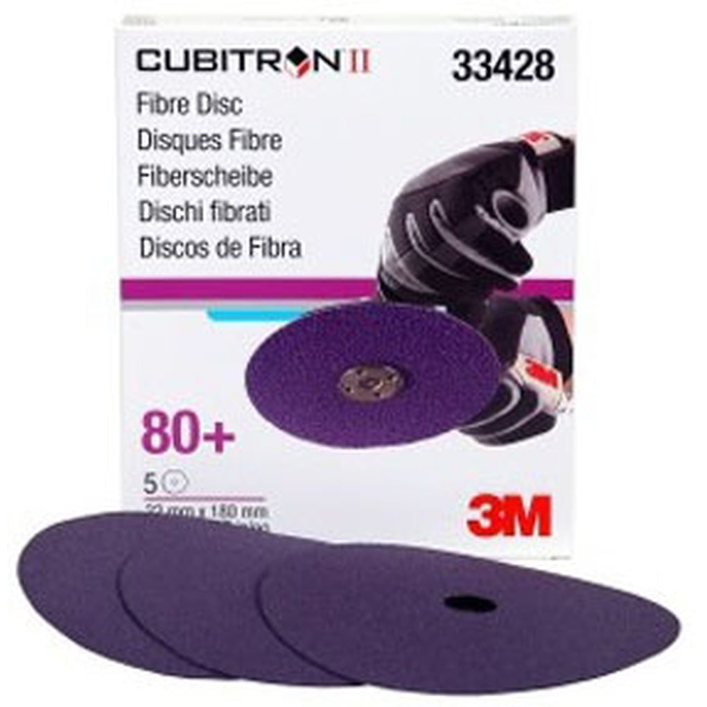 3M 33428 Cubitron II Abrasive Fibre Disc, 7 in x 7/8 in (180mm x 22mm), 80+ 60455081905