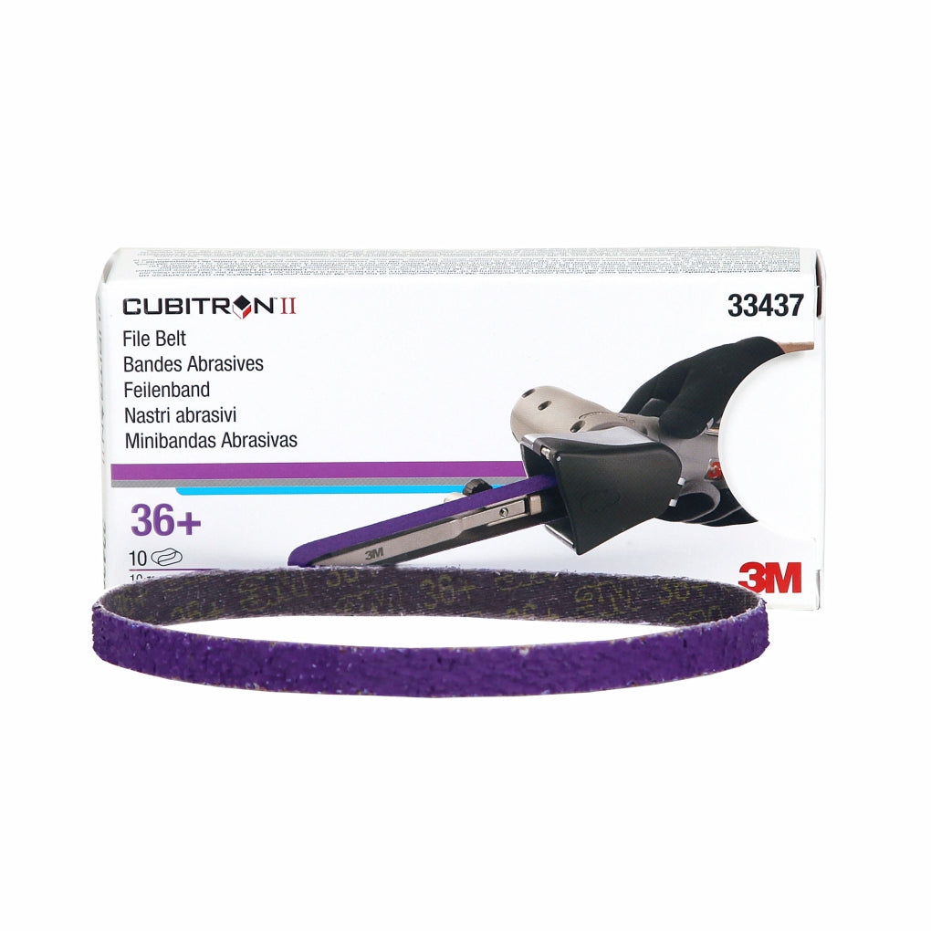 3M 33437 Cubitron II File Belt, 33437, 10mm x 330mm, 36+, 10 belts per box 60455081970