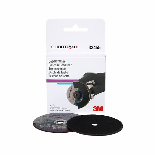 3M 33455 Cubitron II Cut-Off Wheel, 33455, 75mm x 1.6mm x 9.53mm, 5 wheels per box XA009104275