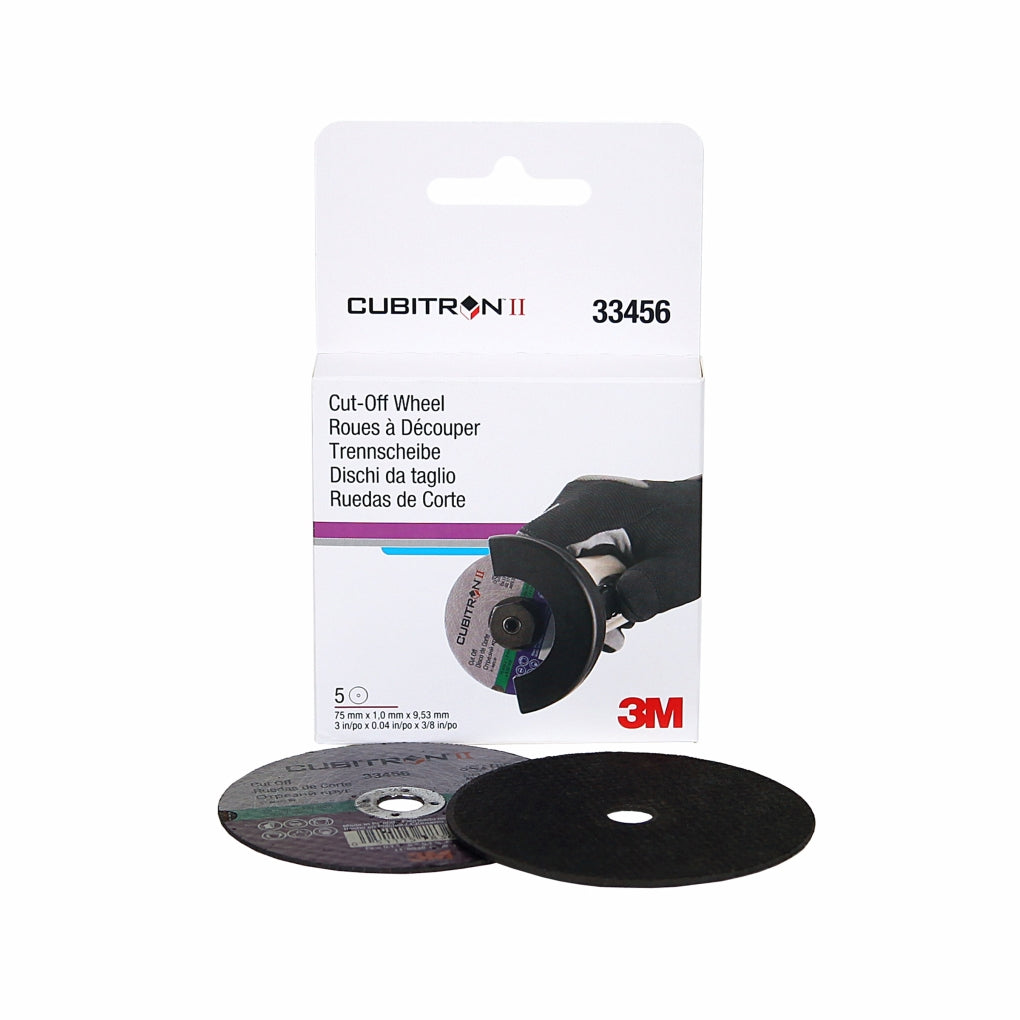 3M 33456 Cubitron II Cut-Off Wheel, 75mm x 1mm x 9.53mm (3 in x .04 in x 3/8 in), 33456