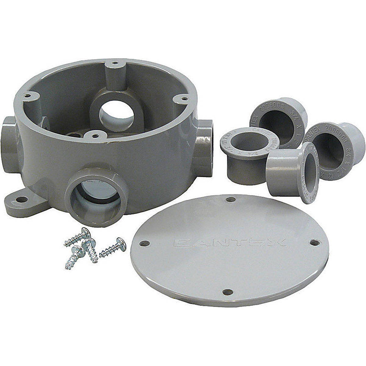 Cantex 5133690U 4-3/4 in. Round PVC 1 gang Junction Box Gray