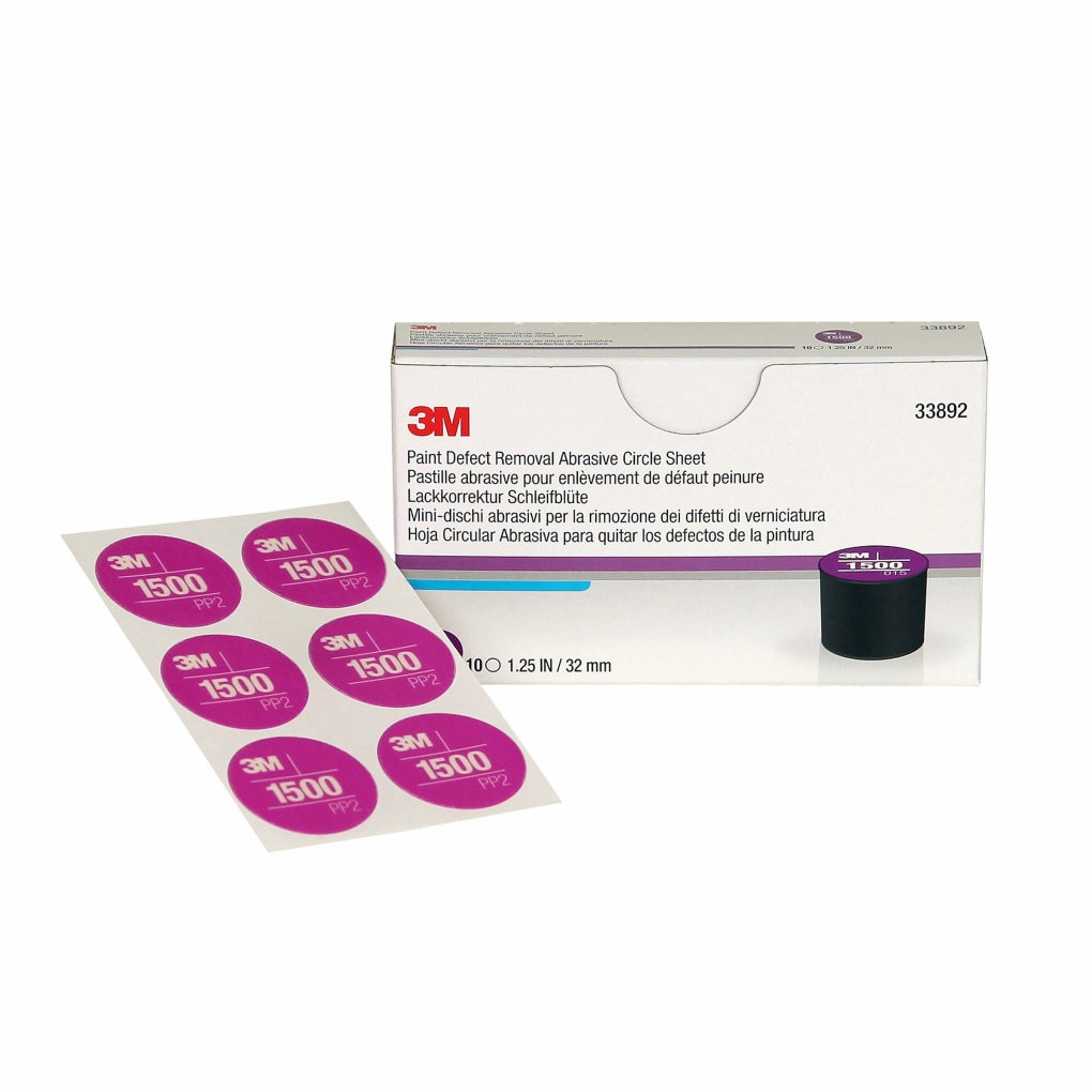3M 33892 Paint Defect Removal Abrasive 1500 Circle, 33892, 32 mm, 10 sheets per box 60455083059