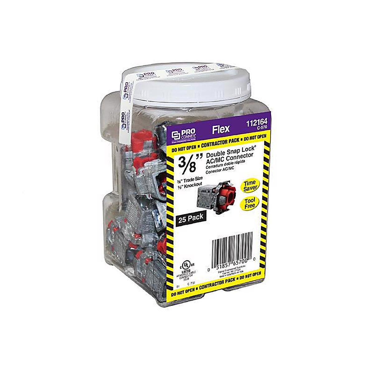 Sigma Electric C-570 Double Snap Lock 3/8 in. Dia. Die-Cast Zinc Flex Connector For AC, MC and FMC/RWFMC
