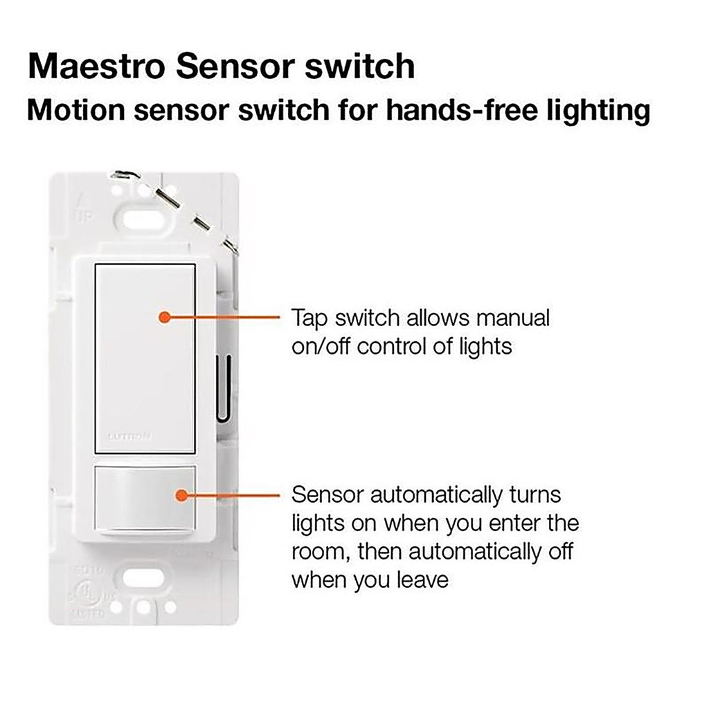 Lutron MS-OPS2H-IV Maestro Occupancy Single pole Motion Sensor Switch Ivory 1/Pack