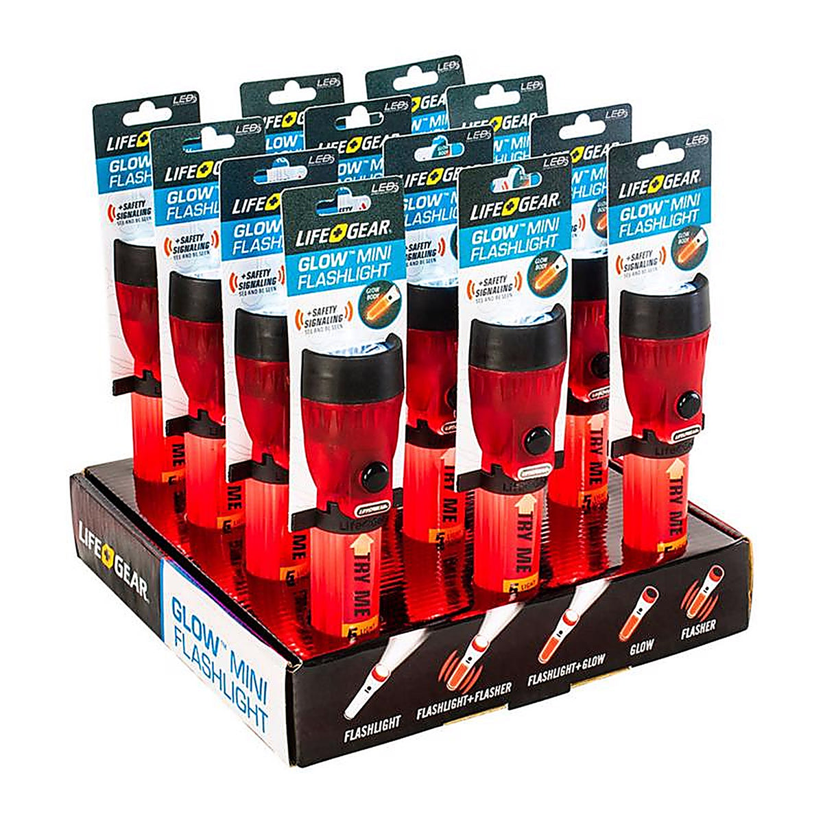 Life Gear LG124 Glow 8 Lumens Red LED Flashlight AA Battery