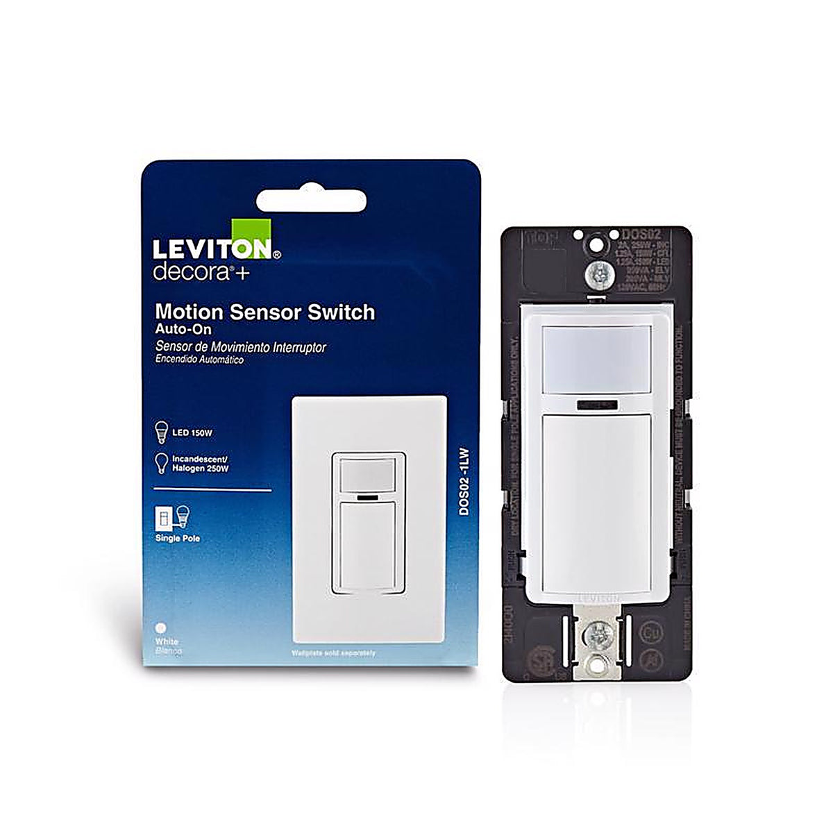 Leviton DOS02-1LW Decora 2.5 amps Single Pole Motion Sensor Switch White 1/Pack