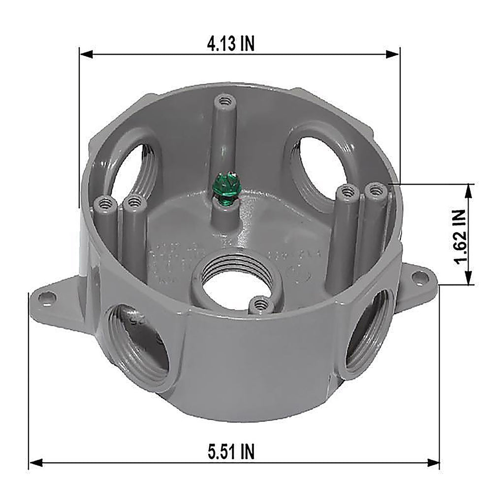 Sigma Electric 143854 5-1/2 in. Round Metallic Weatherproof Box Gray