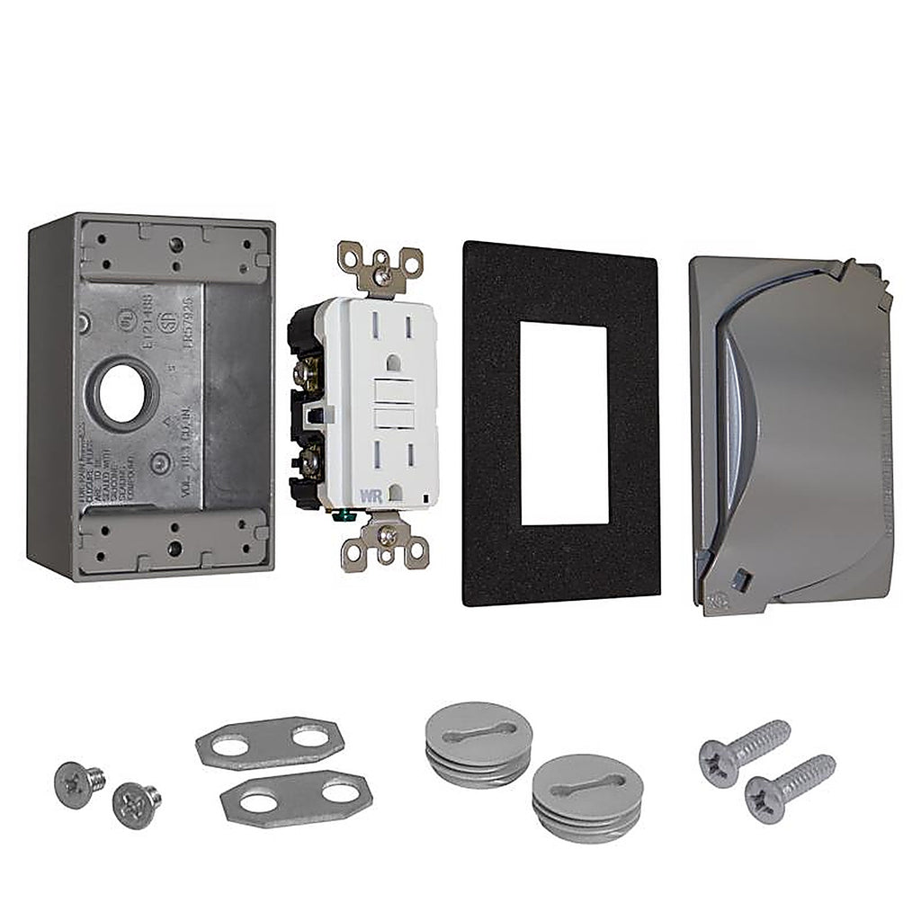 Sigma Electric 16449 Rectangle Metal 1 gang GFCI Outlet Kit For Wet Locations