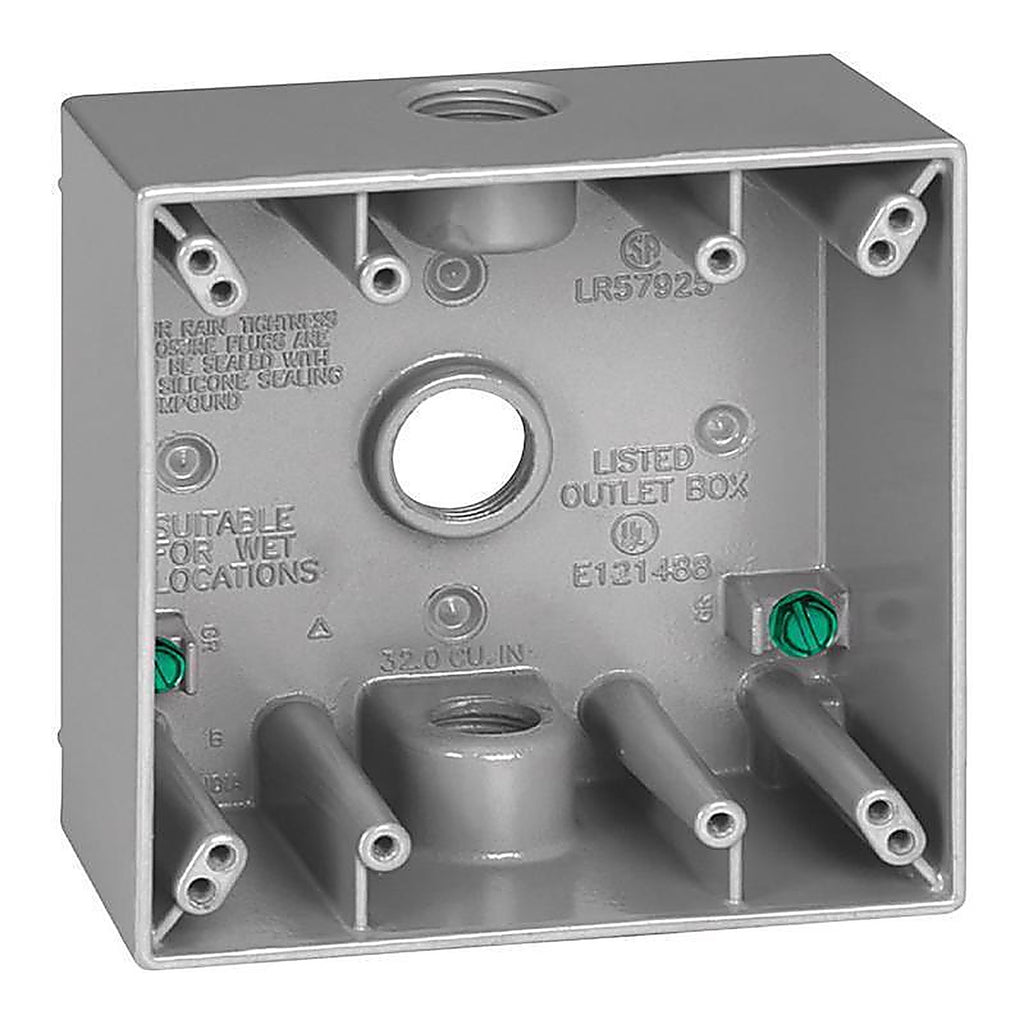 Sigma Electric 14350 4-1/2 in. Square Metallic 2 gang Weatherproof Box Gray