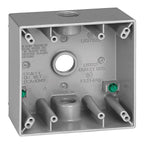 Sigma Electric 14350 4-1/2 in. Square Metallic 2 gang Weatherproof Box Gray