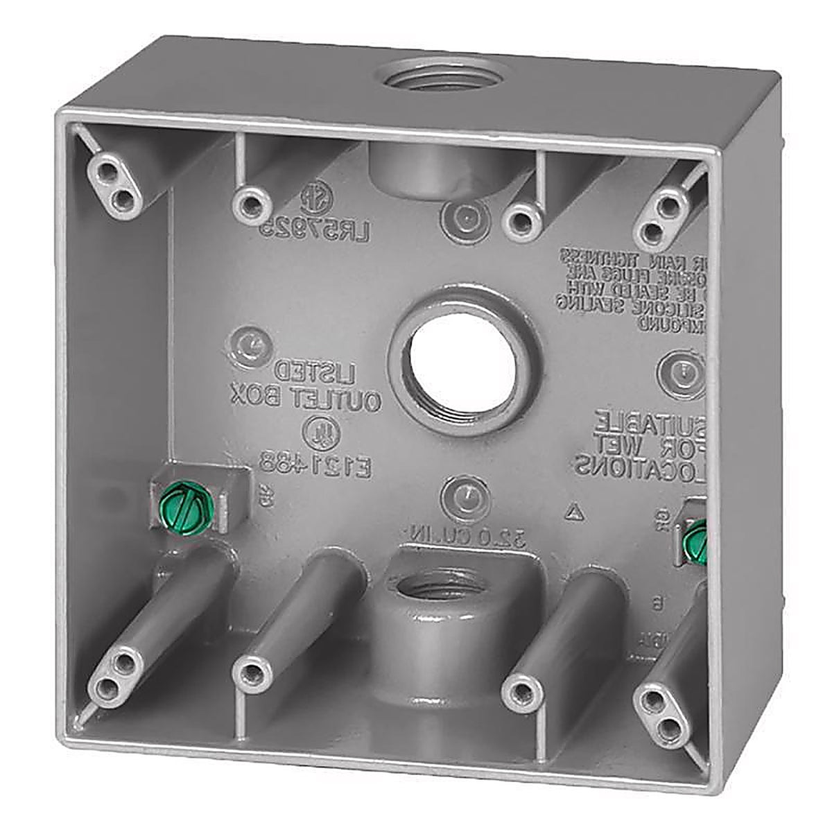 Sigma Electric 14350 4-1/2 in. Square Metallic 2 gang Weatherproof Box Gray
