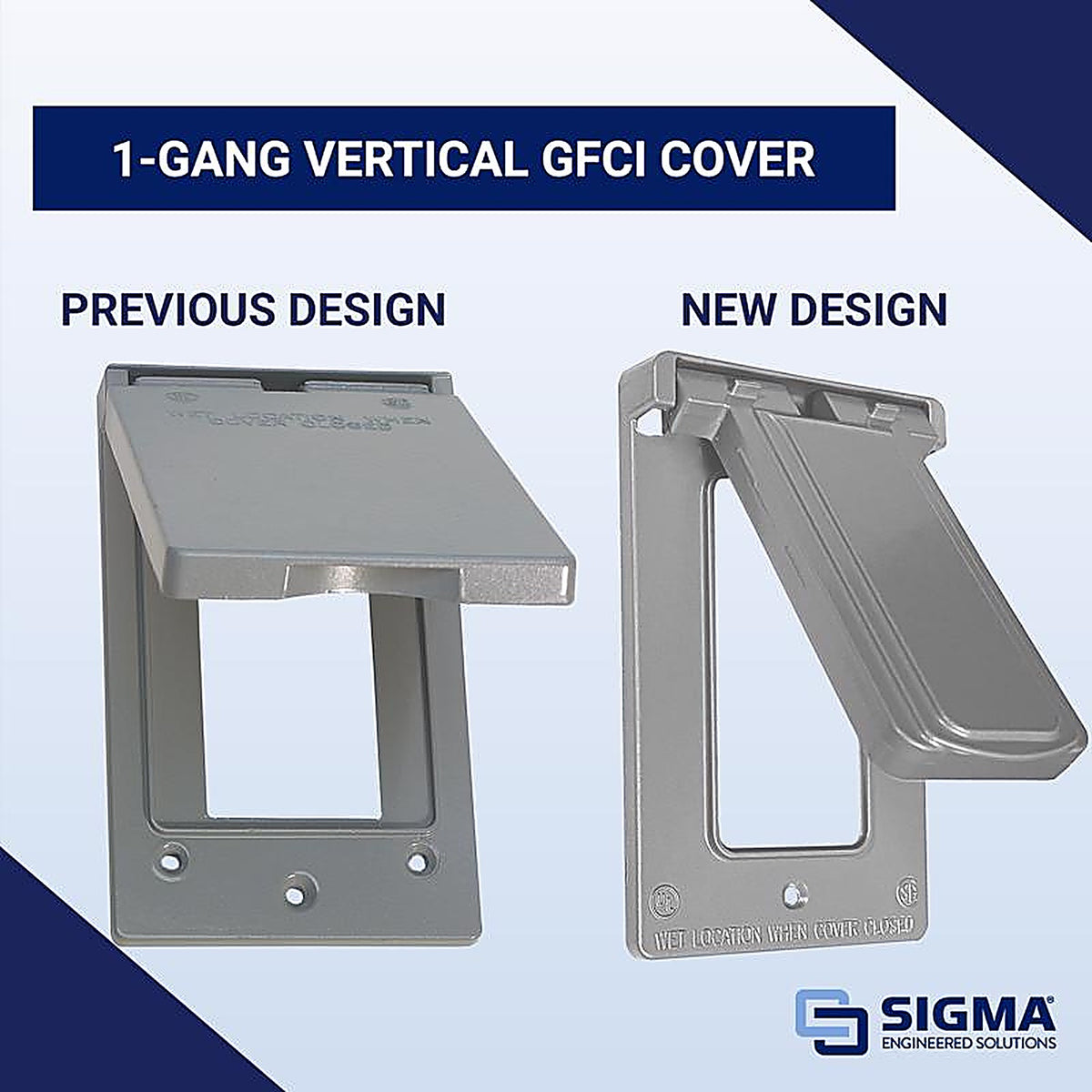Sigma Electric 14248 Rectangle Metal 1 gang Vertical GFCI Cover For Wet Locations